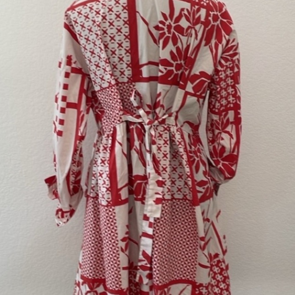 Maeve Anthropologie Red White Shirt Dress size M perfect vacation/lunch/party - Picture 5 of 5